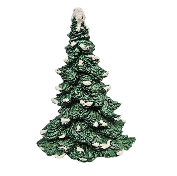 Vintage Oblong Ceramic Flocked Pine Christmas‎ Tree 12" - Picture 1 of 6